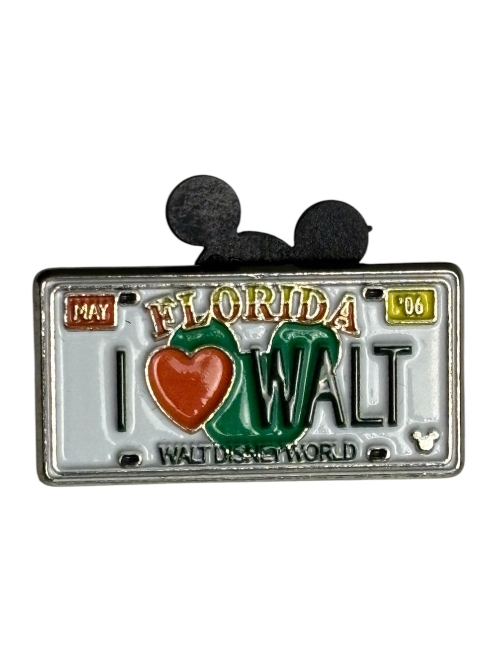 Disney Hidden Mickey “I Love Walt” License Plate Pin